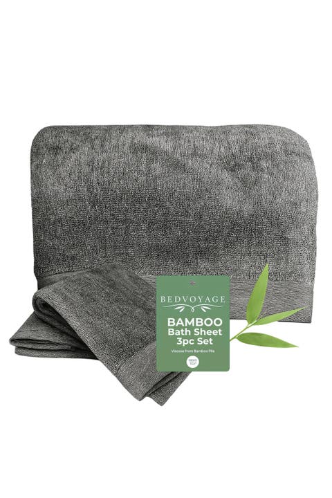 Melange Viscose Cotton Blend Odor & Mildew Resistant Bath Sheet & Hand Towel Set