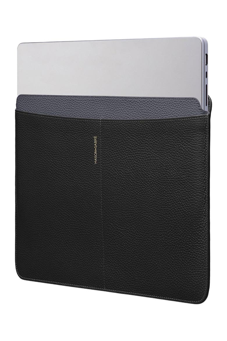 Leather Laptop Sleeve 16 inches, Alternate, color, Black Caviar