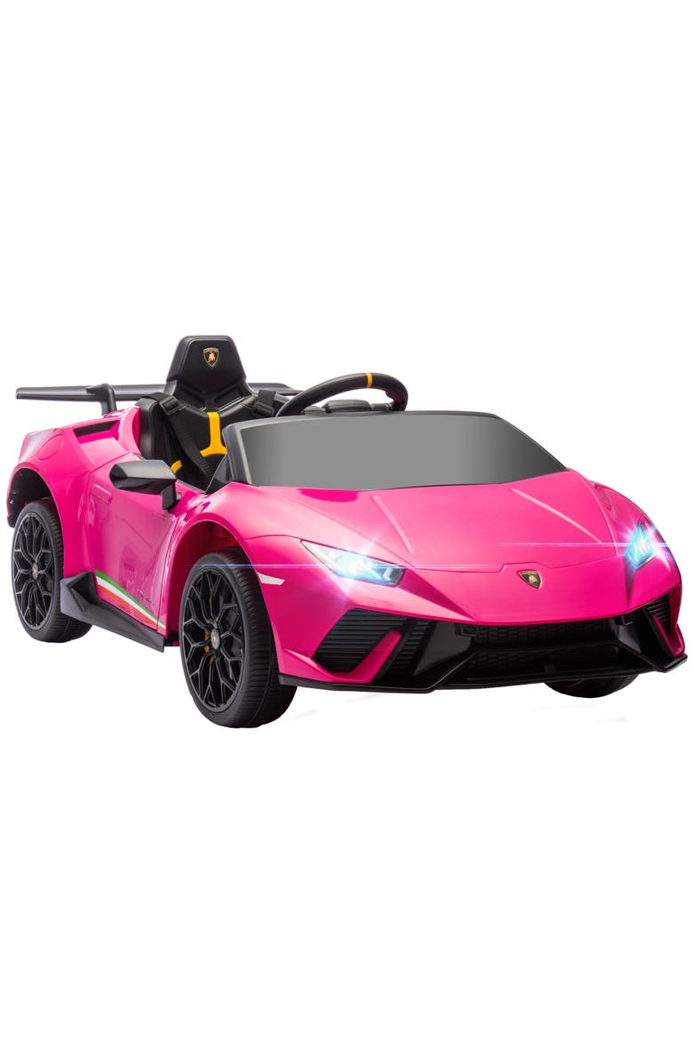 Qaba 12V Lamborghini Huracan Kids Electric Car with Parent Remote Control, Spring Suspension, Main, color, Pink