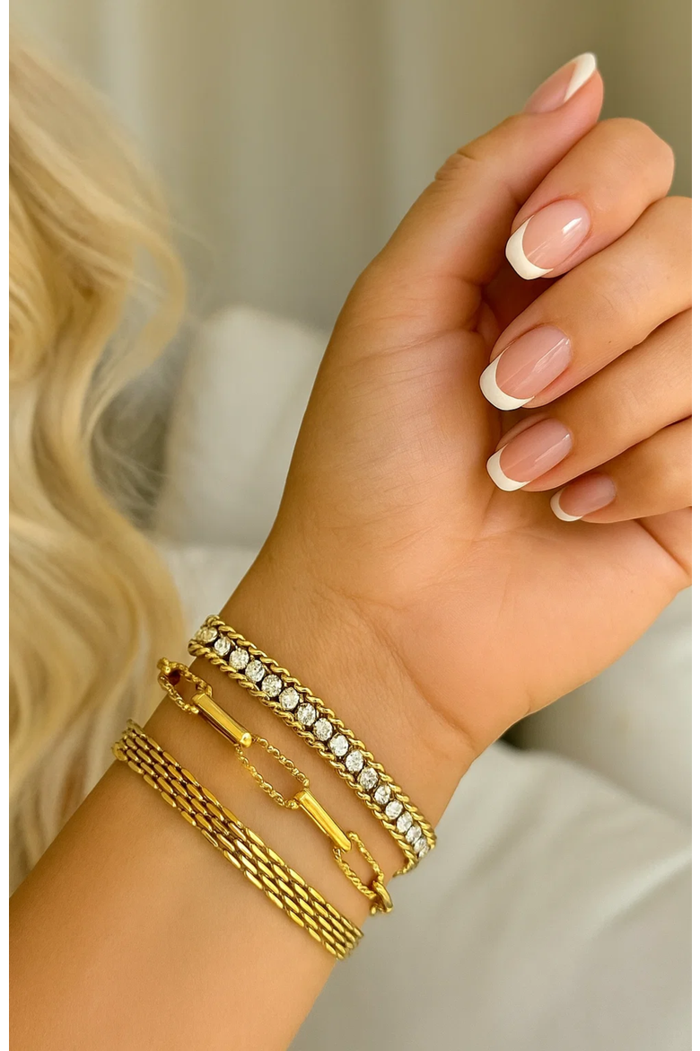 Amelia Sparkle Stack Adjustable CZ Chain Bracelet, Alternate, color, Gold