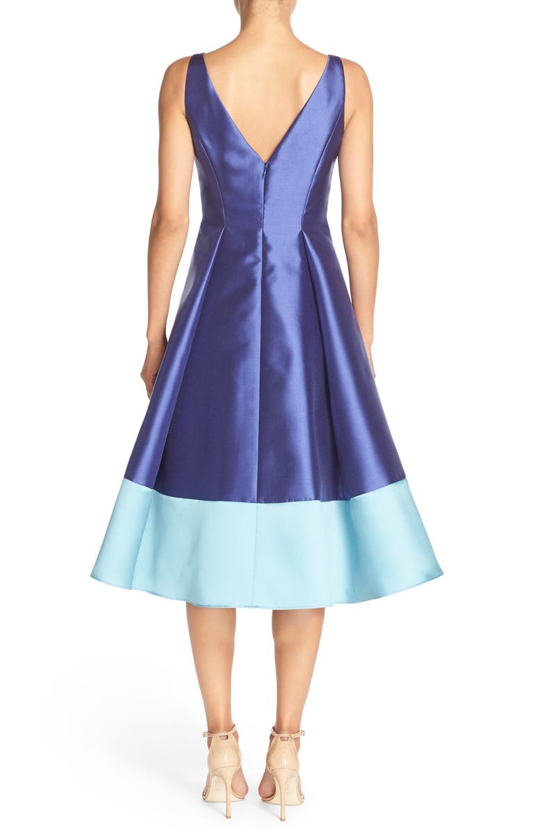 Adrianna Papell Colorblock Mikado Fit & Flare Dress, Alternate, color,