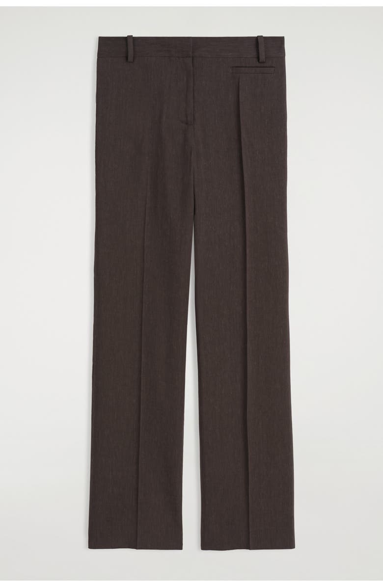 COS Tailored Linen Straight-Leg Pants, Alternate, color, Dark Brown