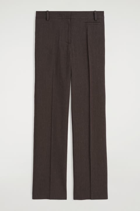 Tailored Linen Straight-Leg Pants