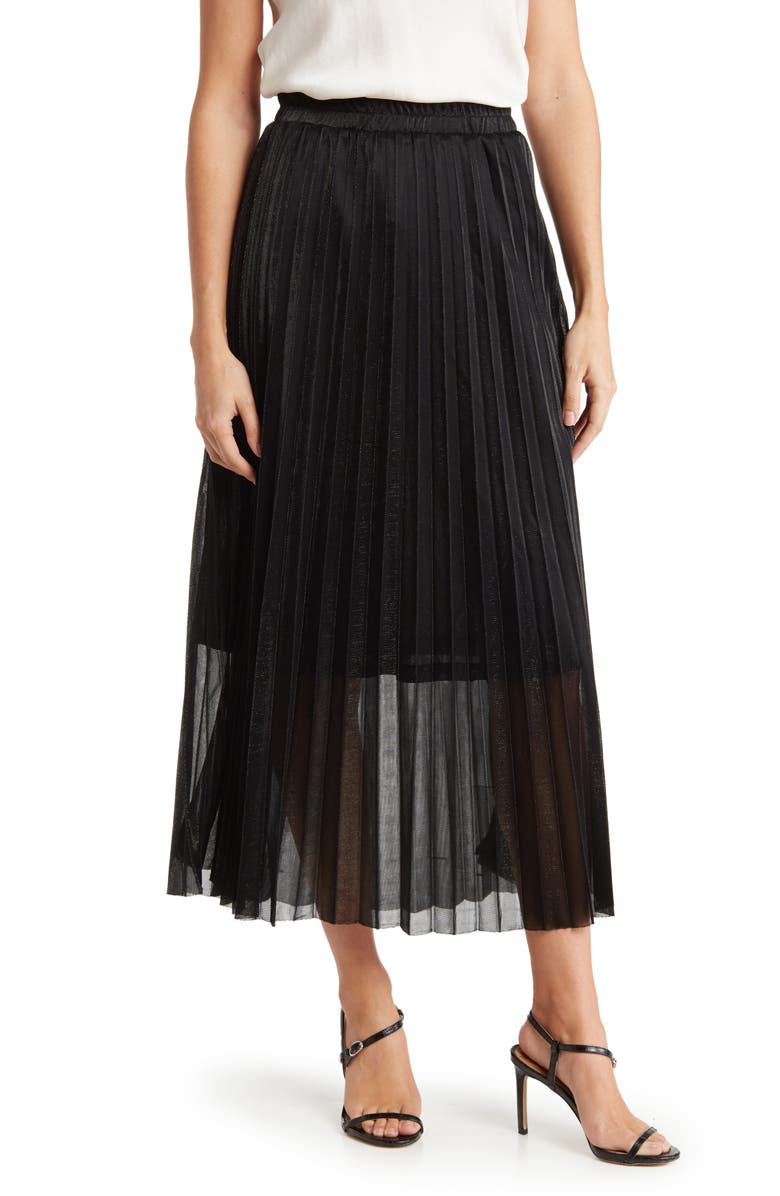 DR2 by Daniel Rainn Lamè Pleated Midi Skirt, Main, color, 