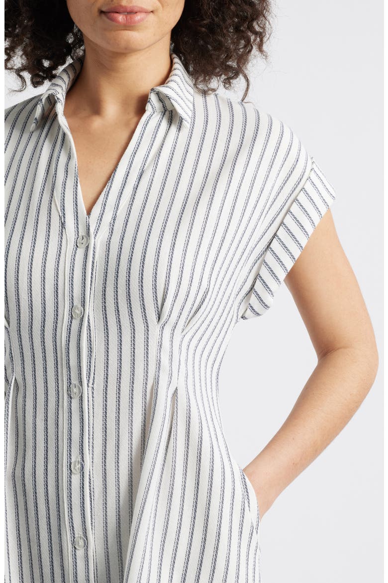 Ticking Stripe Shirtdress, Alternate, color, IVORY NAVY