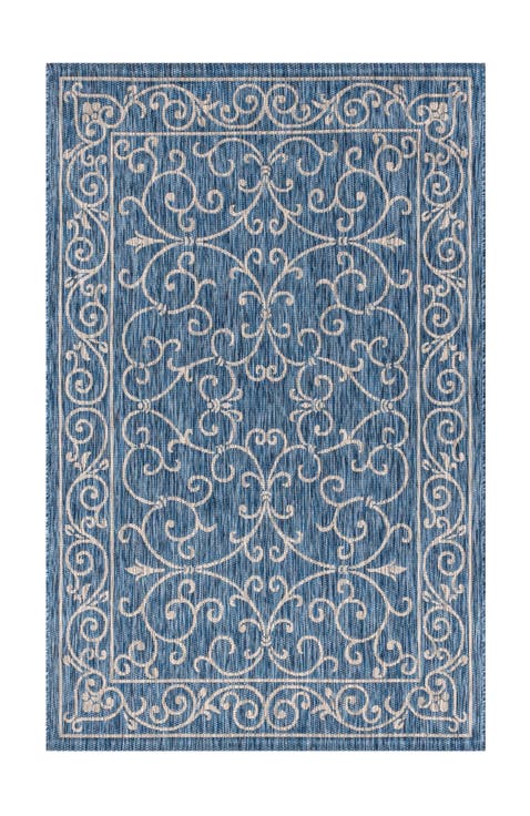 Charleston Vintage Filigree Textured Weave Indoor/Outdoor Area Rug