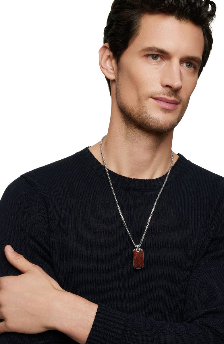David Yurman Streamline<sup>®</sup> Tag with Red Agate, Alternate, color, Agatized Dinosaur Bone-Red