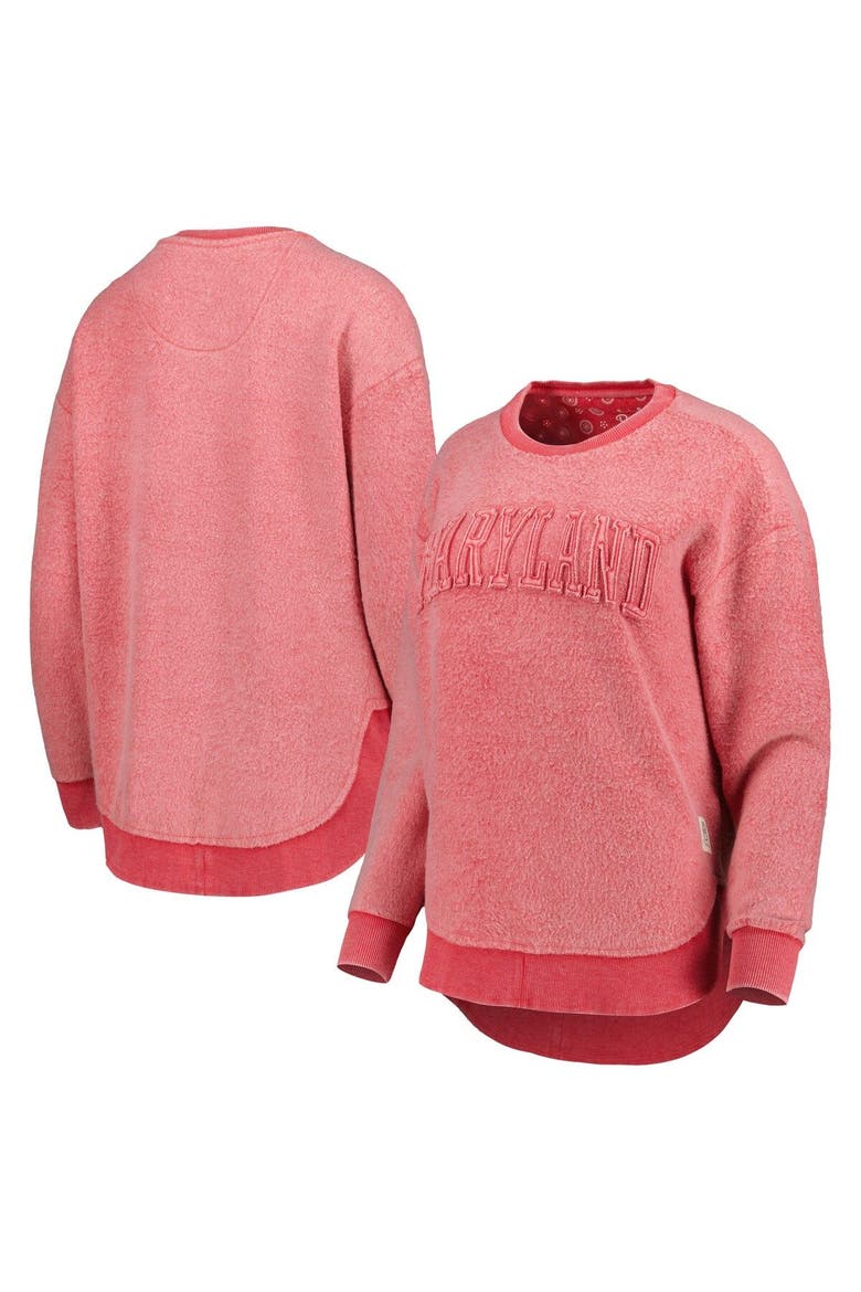 Women's Pressbox Red Maryland Terrapins Ponchoville Pullover Sweatshirt, Main, color, Red