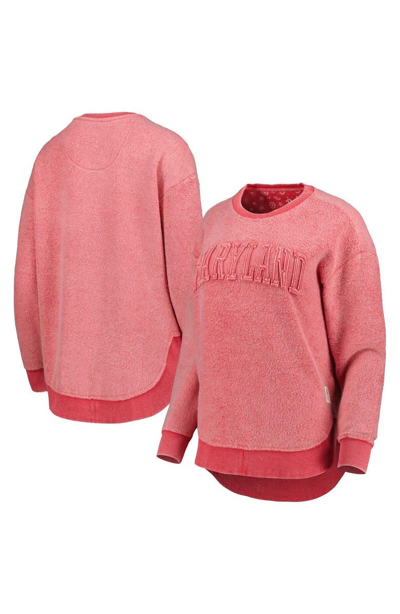 PRESSBOX Women's Pressbox Red Maryland Terrapins Ponchoville Pullover Sweatshirt, Main, color, Red