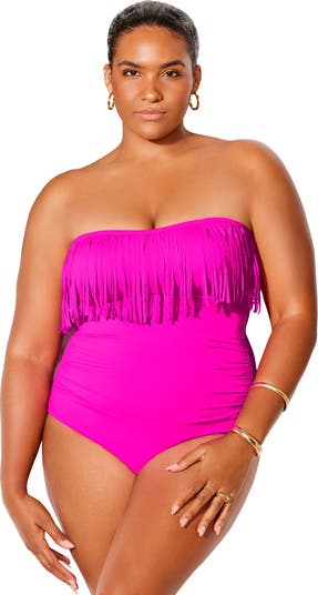Swimsuits for All Fringe Bandeau One Piece Swimsuit | Nordstrom