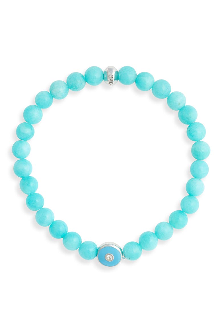 Jac + Jo Soul Amazonite Beaded Stretch Bracelet, Main, color, BLUE
