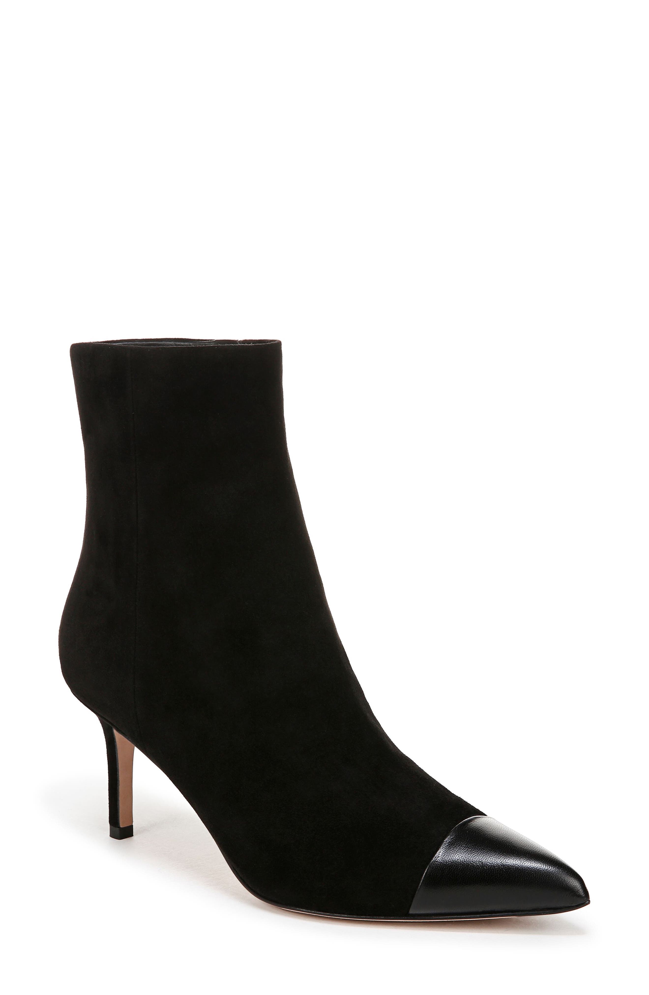 Veronica Beard Lisa Pointed Cap Toe Bootie, Main, color, Black/ Black
