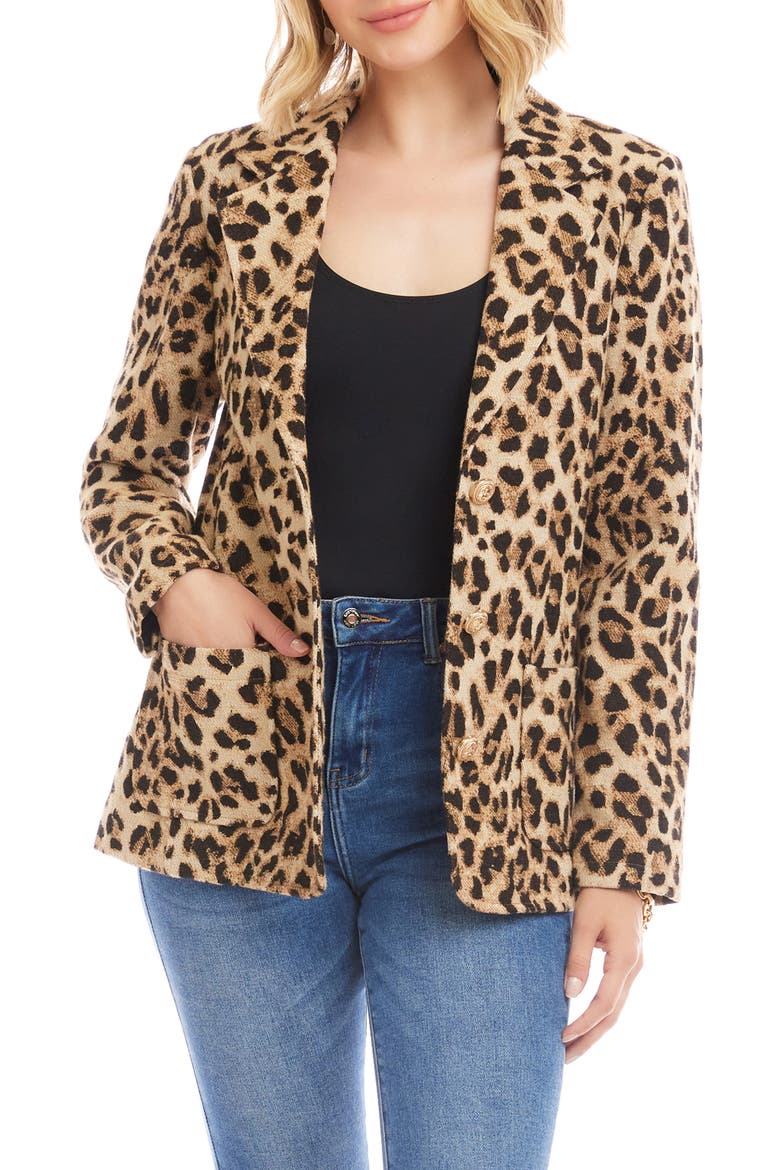 Leopard Print Jacquard Blazer, Alternate, color, LEOPARD