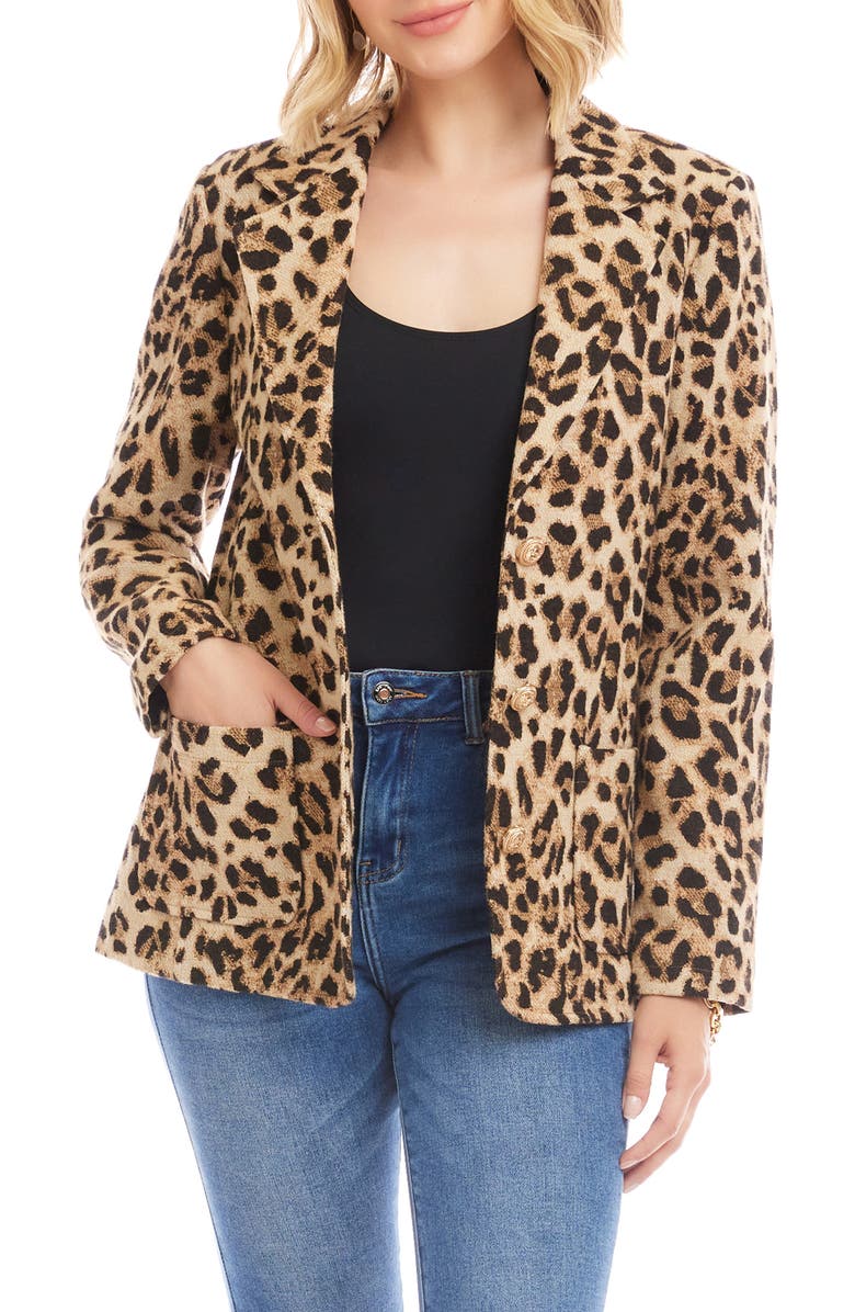 Karen Kane Leopard Print Jacquard Blazer, Alternate, color, Leopard