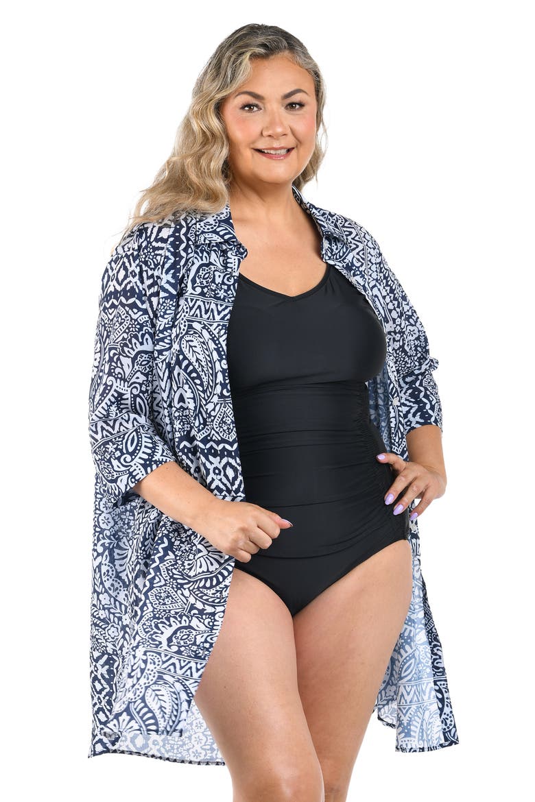 Island Bohemia Cover-Up Tunic, Alternate, color, INDIGO