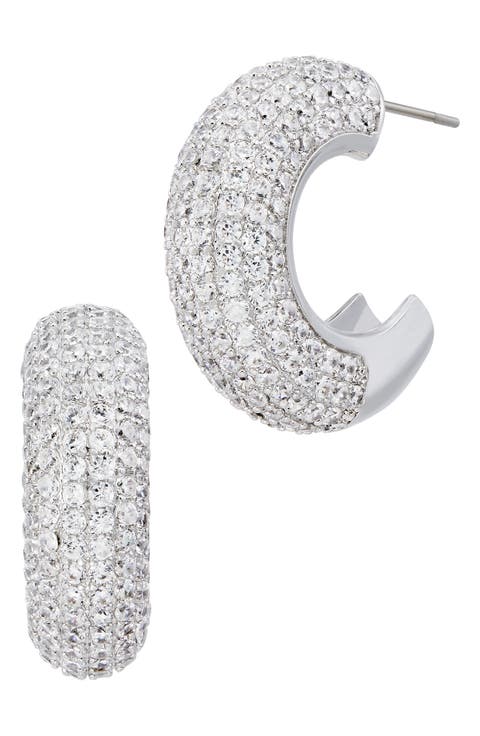 Cubic Zirconia Pavé Hoop Earrings