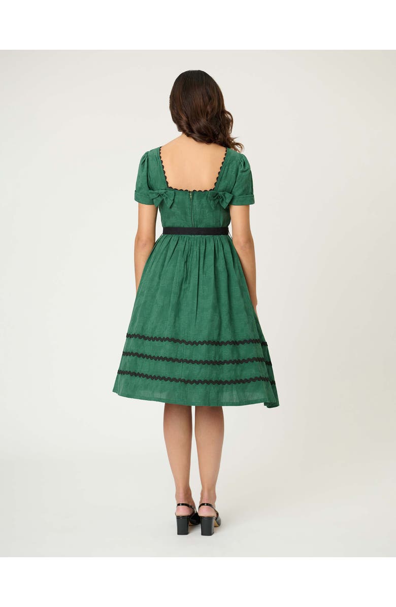 Unique Vintage Boatneck Ricrac Swing Dress, Alternate, color, Emerald