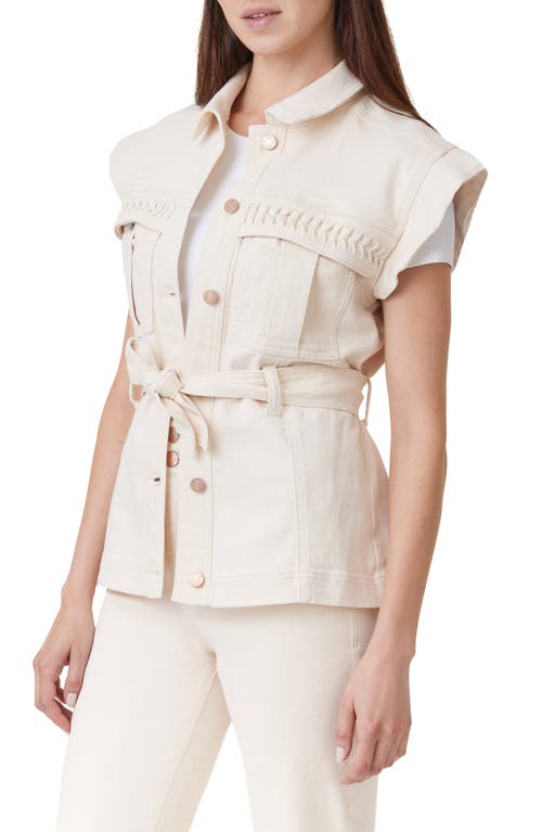 Habitual Pleated Pocket Denim Vest In Stone In Stone