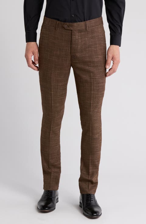 Plaid Slim Fit Dress Pants