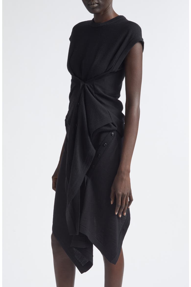 Button Drape Merino Wool Blend Top, Alternate, color, BLACK