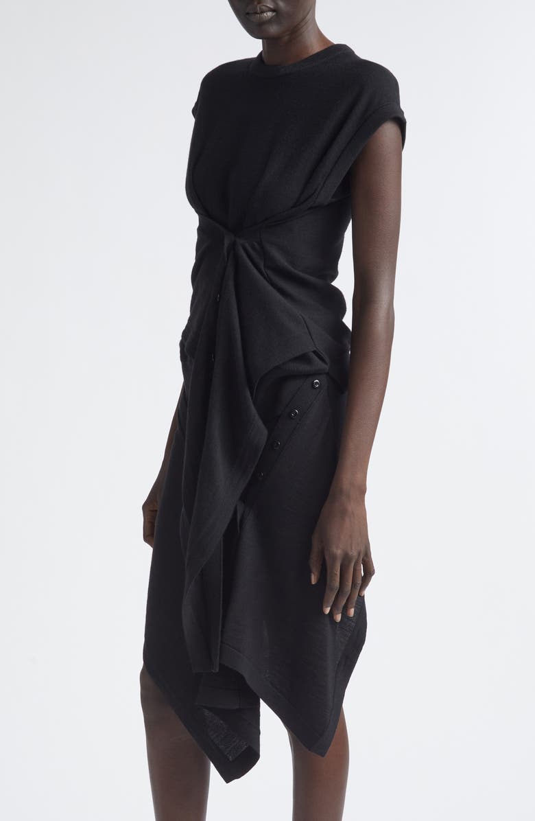 Lemaire Button Drape Merino Wool Blend Top, Alternate, color, Black