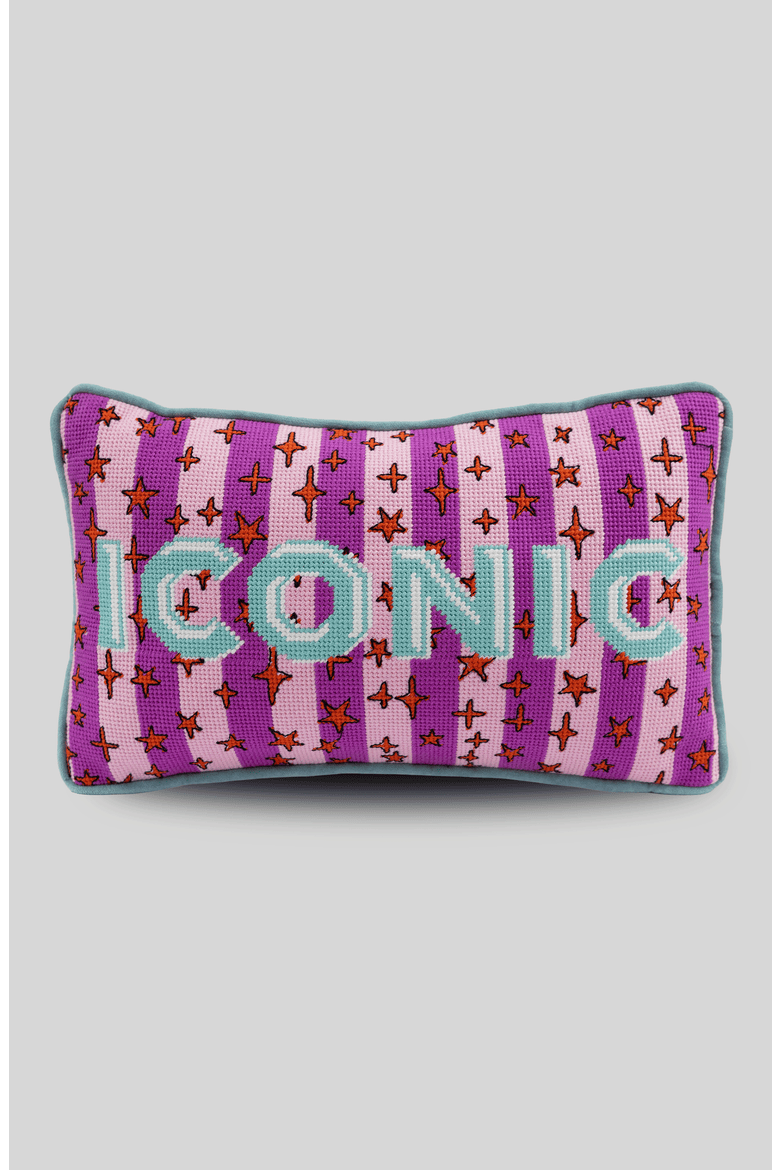 Iconic Needlepoint Pillow, Main, color, Iconic