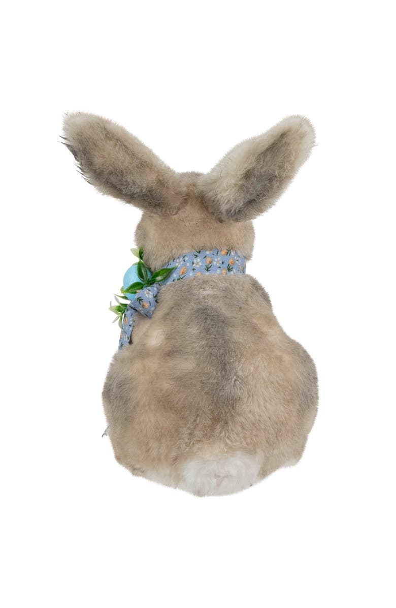 Northlight Plush Rabbit with Floral Bow Easter Figurine - 8", Alternate, color, Brown