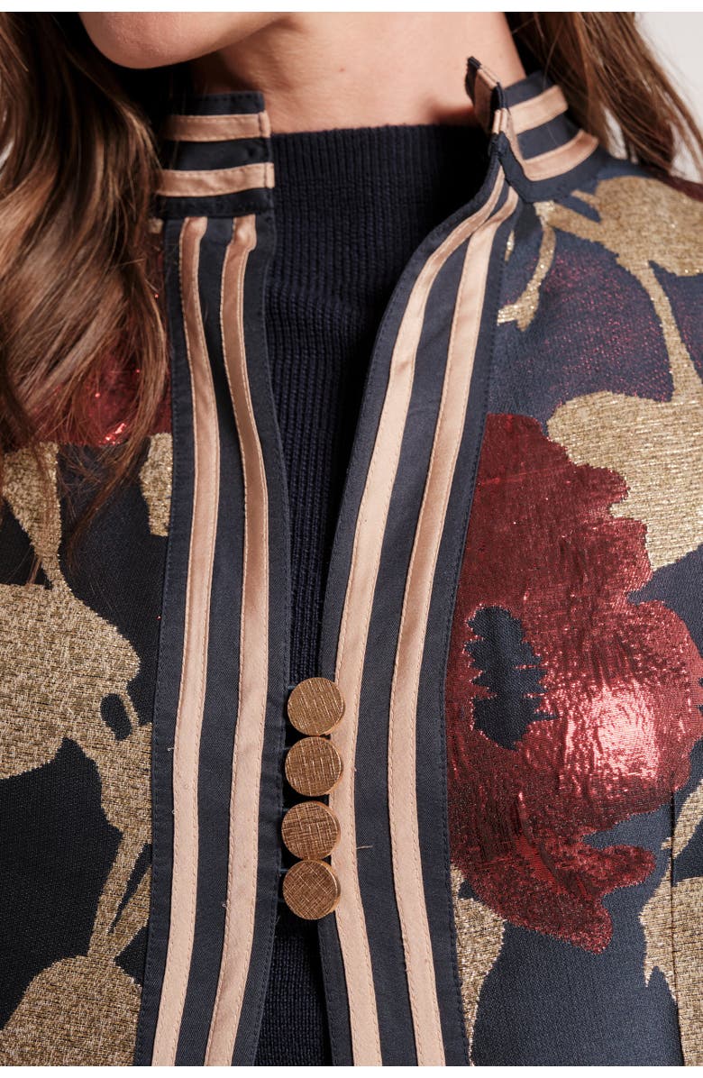 Frances Valentine Susie Jacket Floating Floral, Alternate, color, Navy/Gold/Multi