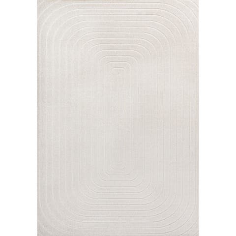 Freya Modern Scandinavian Arch Stripe Monotone High-Low Area Rug