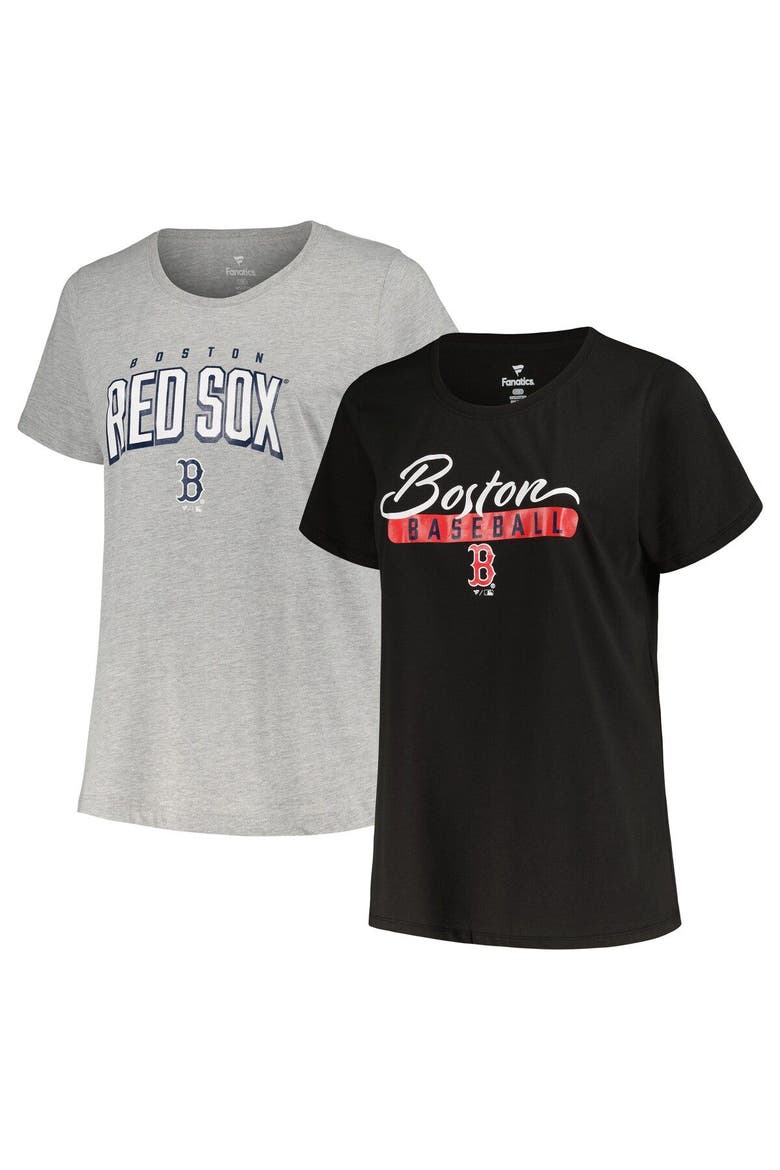 Women's Profile Black/Heather Gray Boston Red Sox Plus Size T-Shirt Combo Pack, Main, color, Black