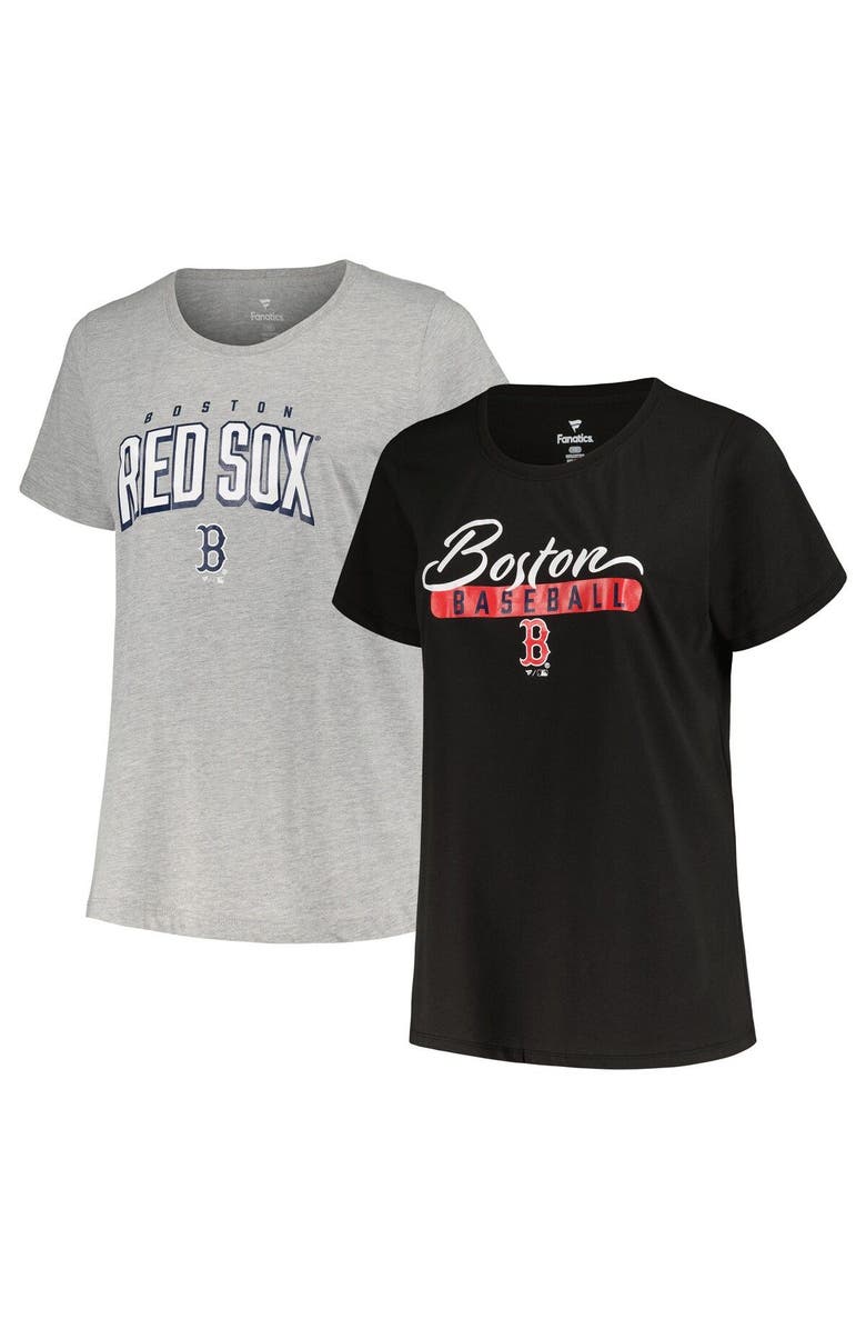 PROFILE Women's Profile Black/Heather Gray Boston Red Sox Plus Size T-Shirt Combo Pack, Main, color, Black