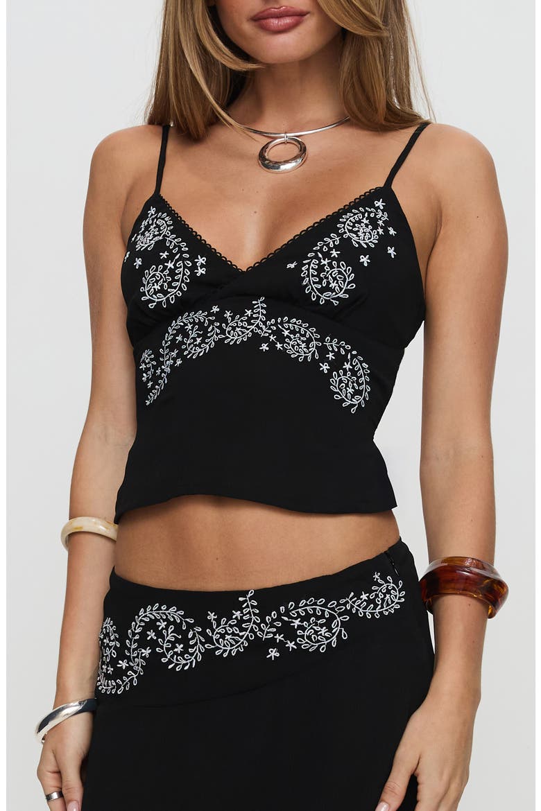 Pappilion Embroidered Open Back Camisole, Main, color, BLACK