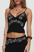 Princess Polly Pappilion Embroidered Open Back Camisole
