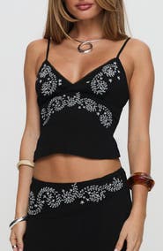 Princess Polly Pappilion Embroidered Open Back Camisole