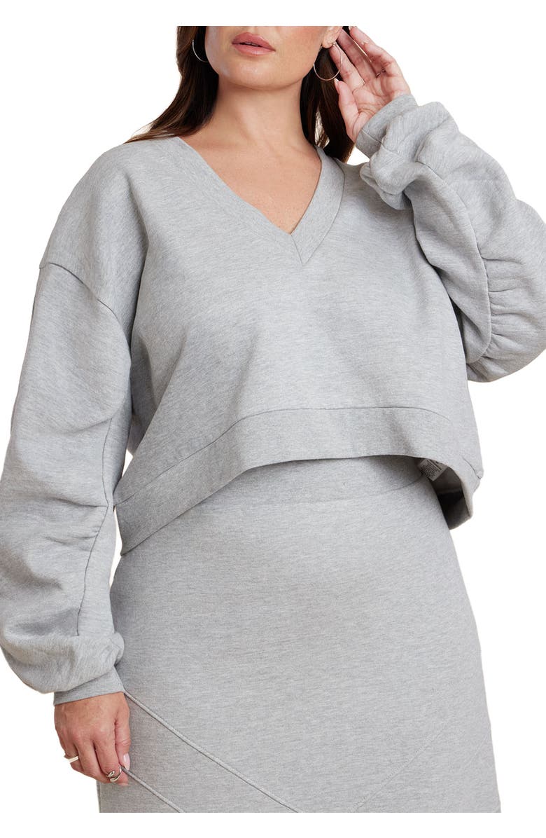 ELOQUII Rounded Sleeve Sweatshirt, Main, color, Heather Grey