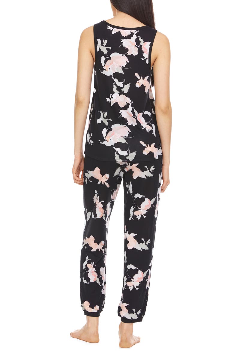 Agnes Dreamy Knit Tank & Joggers Pajamas, Alternate, color, BLACK