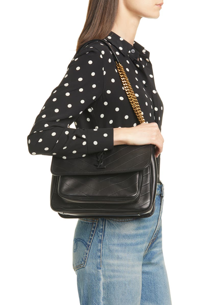 Saint Laurent Medium Niki Lambskin Leather Shoulder Bag, Alternate, color,