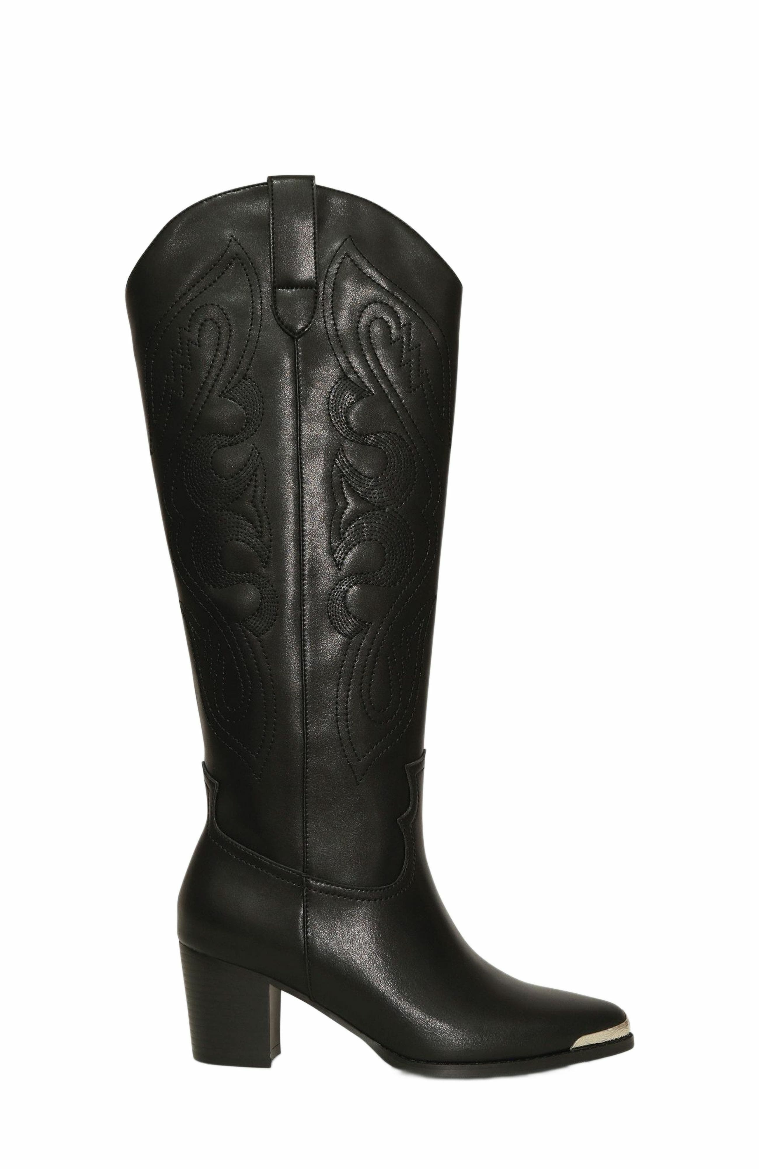 Belle & Bloom Rebelle Knee High Western Boot, Main, color, Black