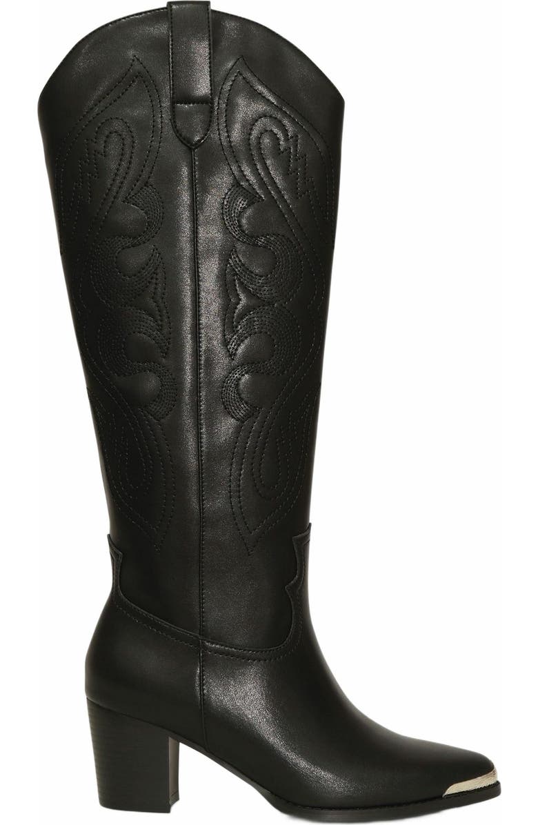 Belle & Bloom Rebelle Knee High Western Boot, Main, color, Black