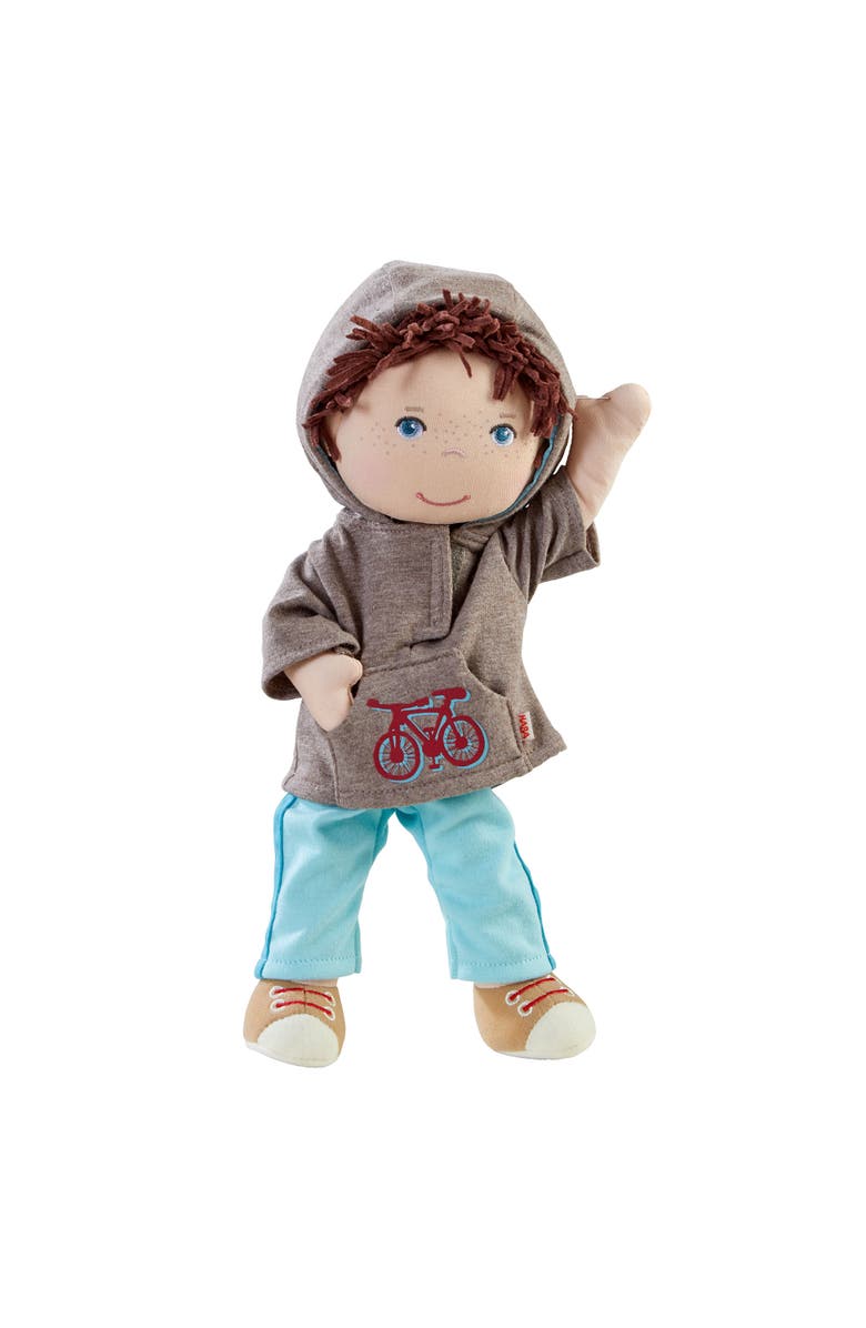 HABA Lian 12" Soft Doll - Baby Boy Doll with Brown Hair and Blue Eyes, Perfect Plush Toy for 18 Months & Up with Embroidered Face, Alternate, color, Beige Multi