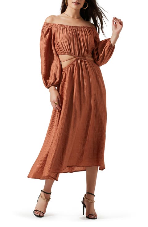 Cassian Off the Shoulder Long Sleeve Midi Dress