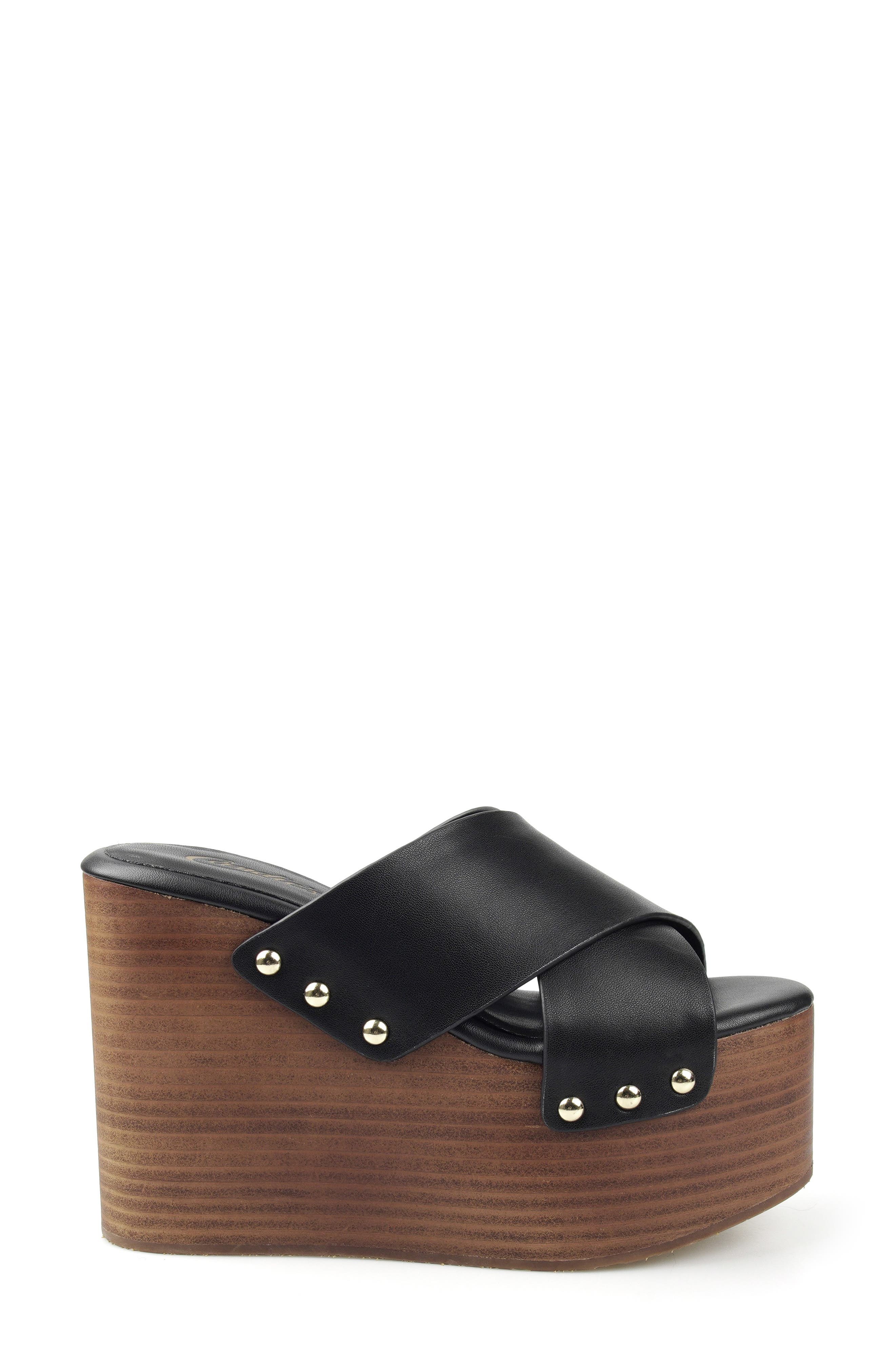 Jazzi Platform Wedge Sandal, Alternate, color, BLKLT