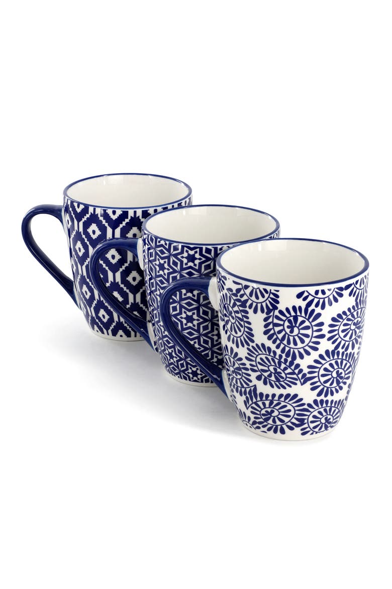 Declan 6 Piece 12 Ounce Assorted Stoneware Mug Set, Alternate, color, Blue