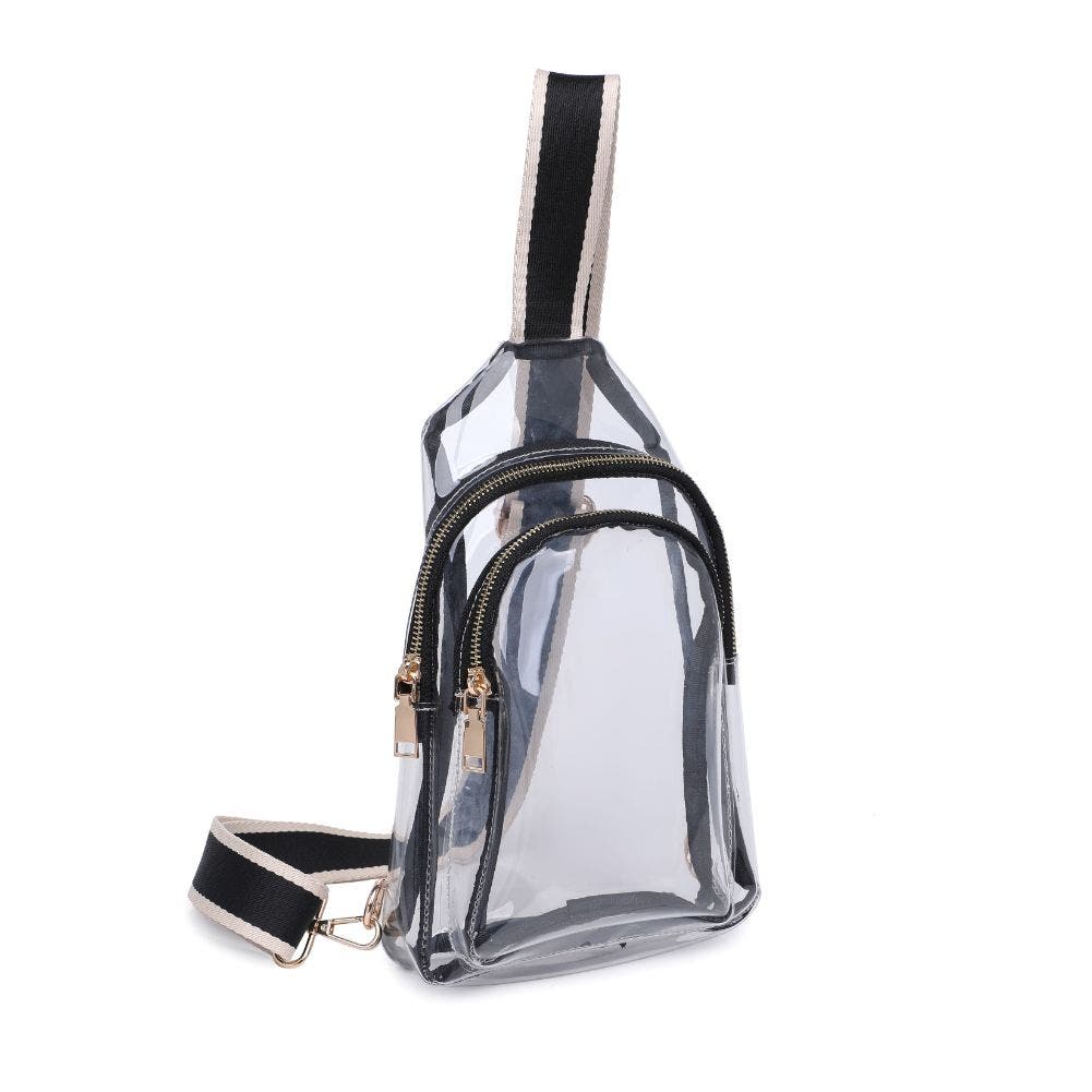 MODA LUXE Britney Sling Backpack, Alternate, color, Clear Black