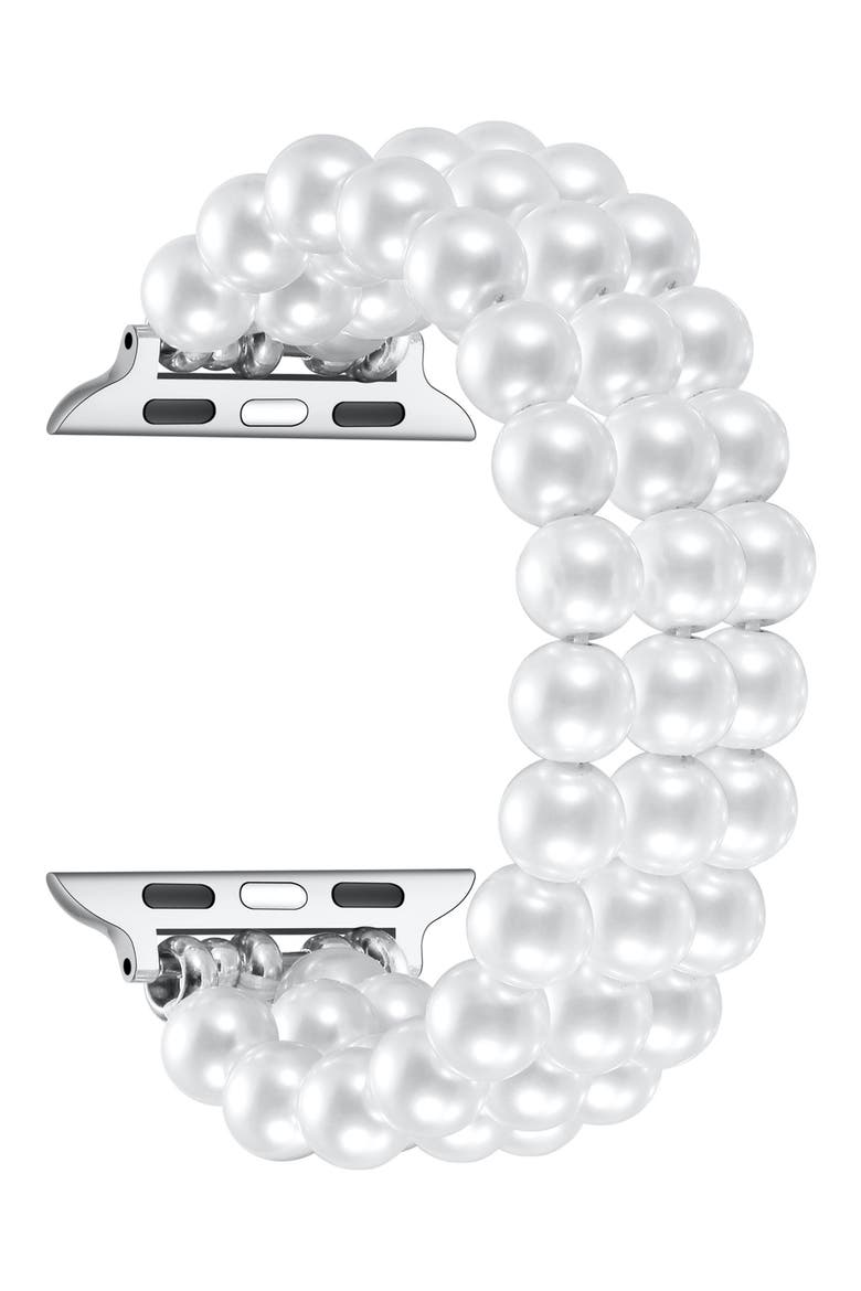 Liz Imitation Pearl Apple Watch® Bracelet Watchband, Alternate, color, WHITE