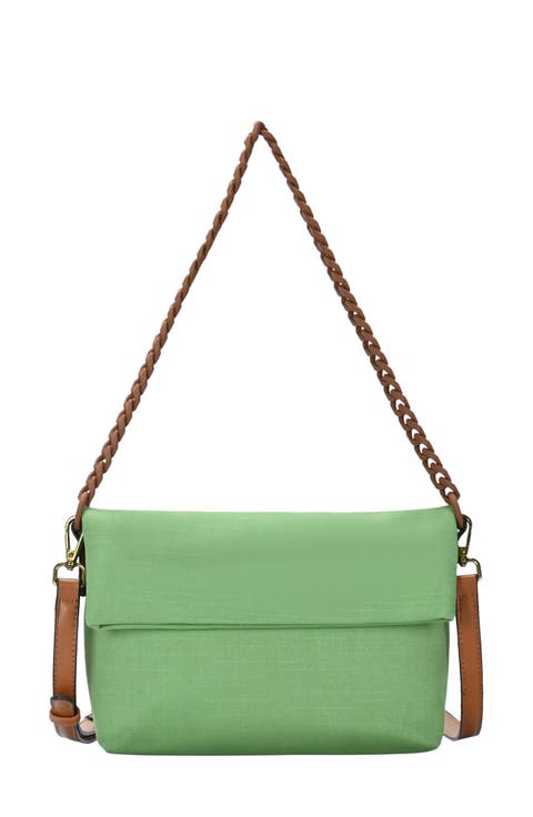 Cotton Canvas Flap Shoulder Bag