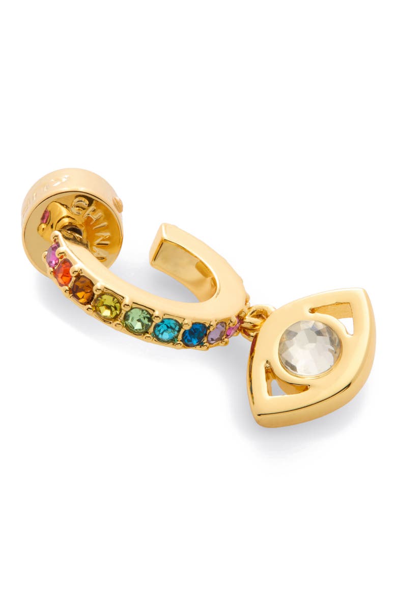 Evil Eye Crystal Huggie Hoop Earrings, Alternate, color, GOLD/ MULTI
