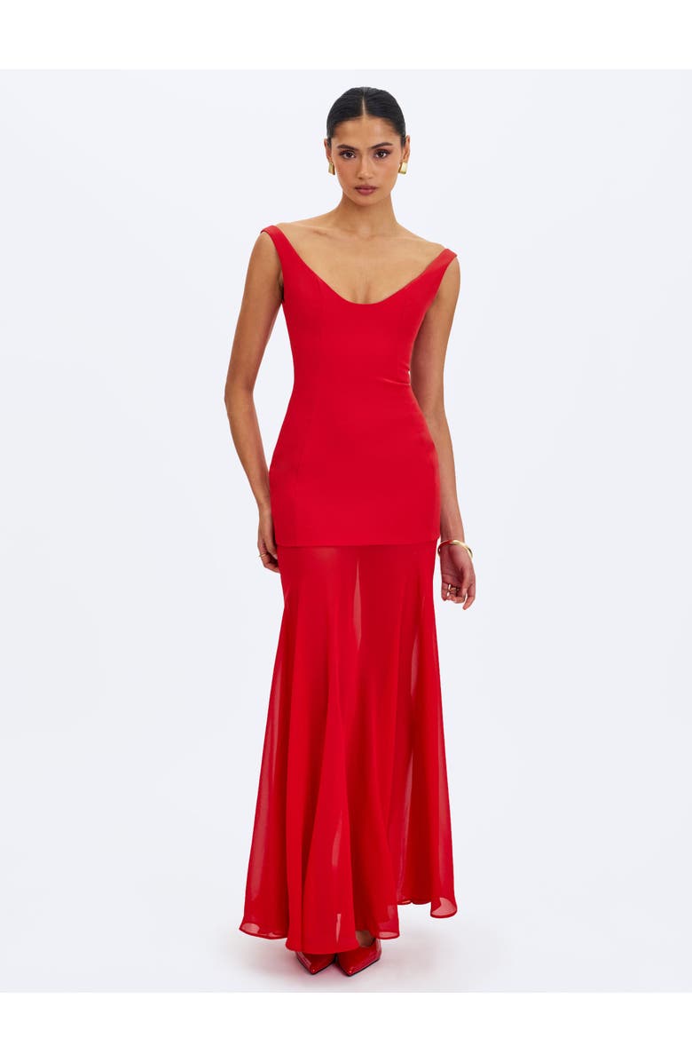 Miss Circle Verona Scoop Neck Flared Maxi Dress, Alternate, color, Red