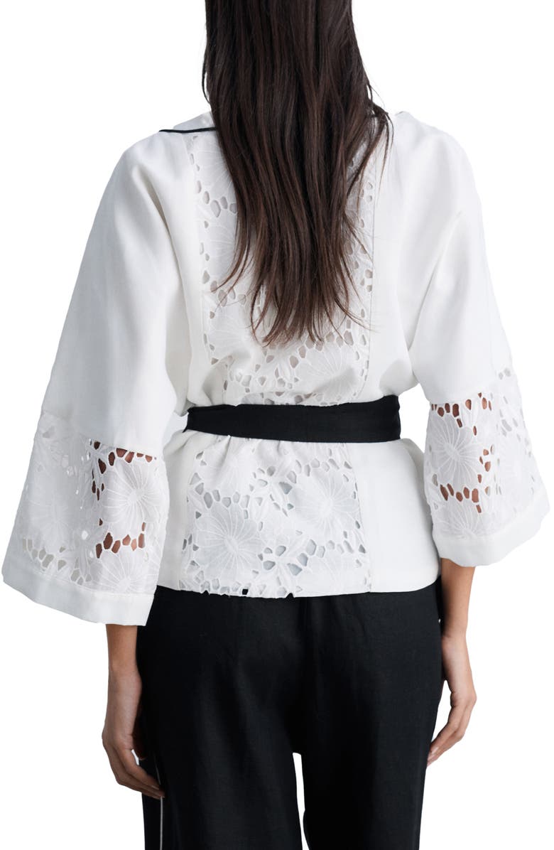 MANGO Belted Linen & Cotton Blend Jacket, Alternate, color, 