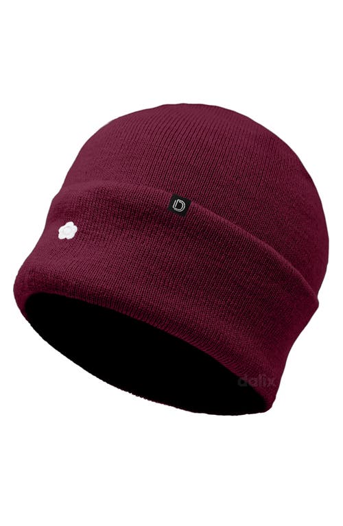 Dalix Lil Flower Beanie Cap In Burgundy